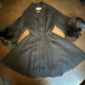 Lilli Ann original 1950’s-60’s fit & flare coat with faux fur trim